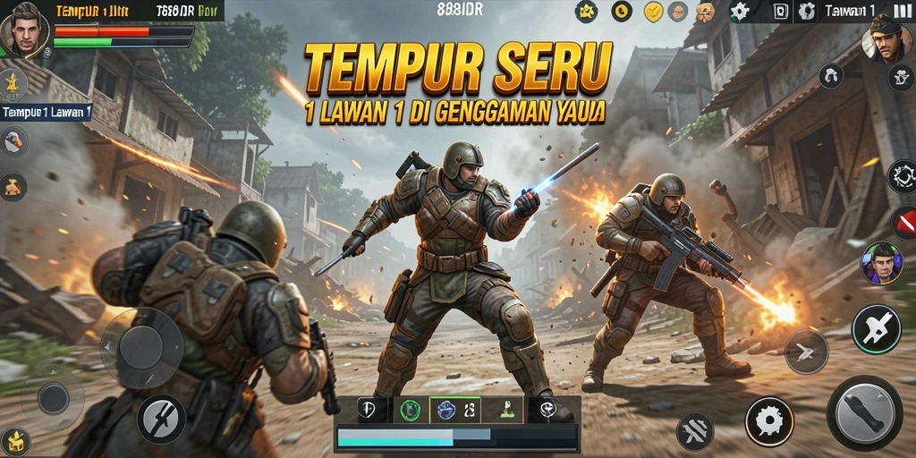 Tampilan antarmuka 888IDR yang menampilkan pertarungan seru 1 lawan 1.