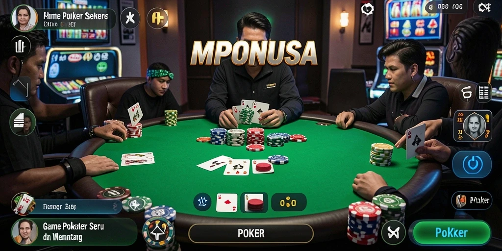 Antarmuka menarik dari permainan Poker MPONUSA yang penuh tantangan.