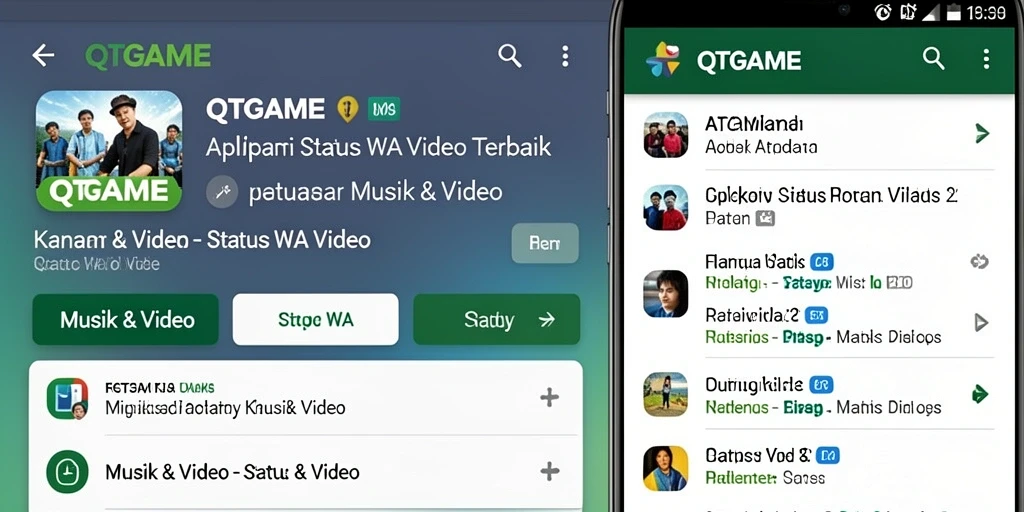 Antarmuka QTGAME yang memudahkan pengguna untuk menambah status WA video.